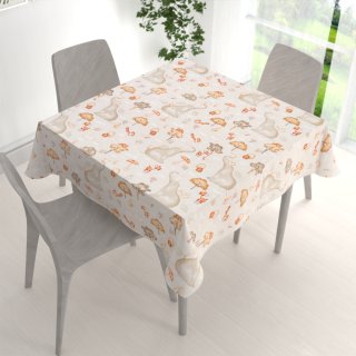 Dětský bavlněný čtvercový ubrus Sandra SA-692 Slon a jeho kamarádi na světle šedobéžovém - detail 1 - Biante.cz Dětský bavlněný čtvercový ubrus Sandra SA-692 Slon a jeho kamarádi na světle šedobéžovém - detail 1 - Biante.cz