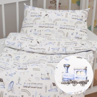 Dětské bavlněné povlečení do postýlky Sandra SA-690 Modré vláčky s letadýlky na bílém - Biante.cz Dětské bavlněné povlečení do postýlky Sandra SA-690 Modré vláčky s letadýlky na bílém - Biante.cz