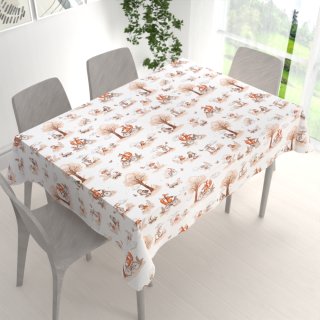 Detský bavlnený obdĺžnikový obrus Sandra SA-696 Líšky na bicykloch - hnedé na bielom - detail 1 - Biante.sk Detský bavlnený obdĺžnikový obrus Sandra SA-696 Líšky na bicykloch - hnedé na bielom - detail 1 - Biante.sk