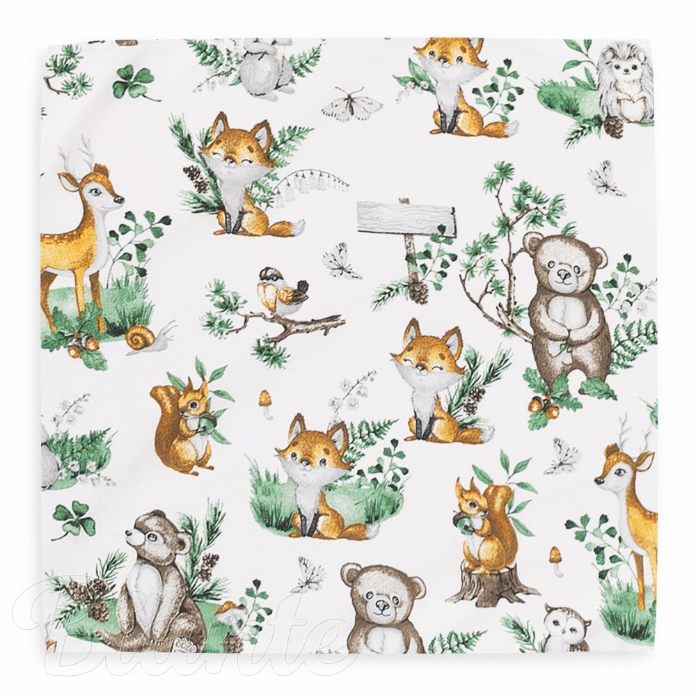 Dětský bavlněný šátek Sandra SA-459 Lesní zvířátka na bílém - detail 2 - Biante.cz