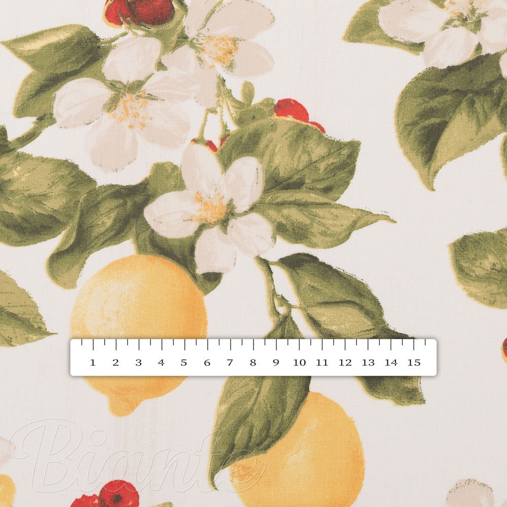 Bavlnená látka/plátno Sandra SA-777 Citróny a šípky na bielom - šírka 160 cm - detail 3 - Biante.sk