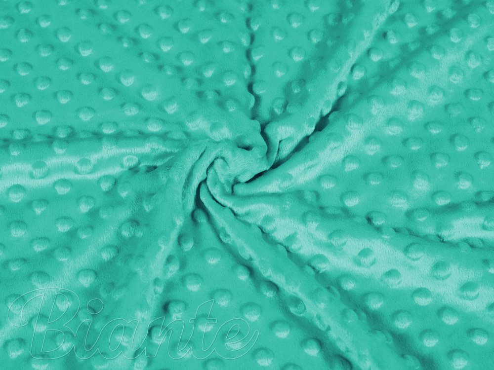 Dětská látka Minky 3D puntíky MKP-047 Tyrkysově zelená - šířka 150 cm - detail 1 - Biante.cz Dětská látka Minky 3D puntíky MKP-047 Tyrkysově zelená - šířka 150 cm - detail 1 - Biante.cz