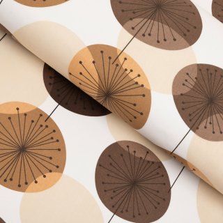 Bavlněná látka/plátno Sandra SA-488 Hnědo-béžové designové pampelišky - šířka 160 cm - Biante.cz