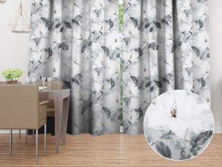 Sametový závěs na míru Tamara TMR-006 Designové květiny na šedém - Biante.cz Sametový závěs na míru Tamara TMR-006 Designové květiny na šedém - Biante.cz