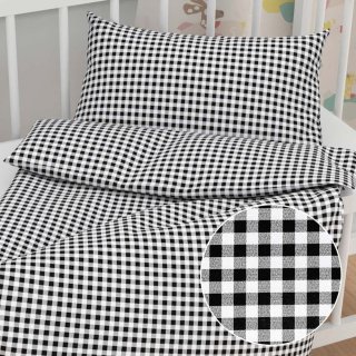 Detské bavlnené posteľné obliečky do postieľky Sandra SA-060 Čierno-biele kocky - Biante.sk