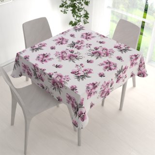 Bavlněný čtvercový ubrus Sandra SA-623 Lila orchideje na bílém - detail 1 - Biante.cz Bavlněný čtvercový ubrus Sandra SA-623 Lila orchideje na bílém - detail 1 - Biante.cz