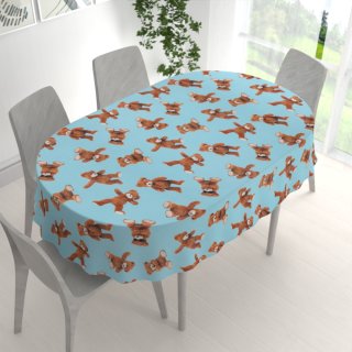 Dětský bavlněný oválný ubrus Sandra SA-724 Plyšoví medvídci na modrém - detail 1 - Biante.cz