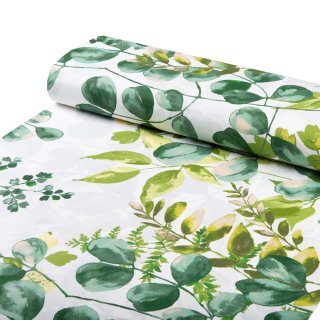Bavlnená látka/plátno Sandra SA-244 Zelený eukalyptus na bielom - šírka 160 cm a 220 cm - detail 1 - Biante.sk
