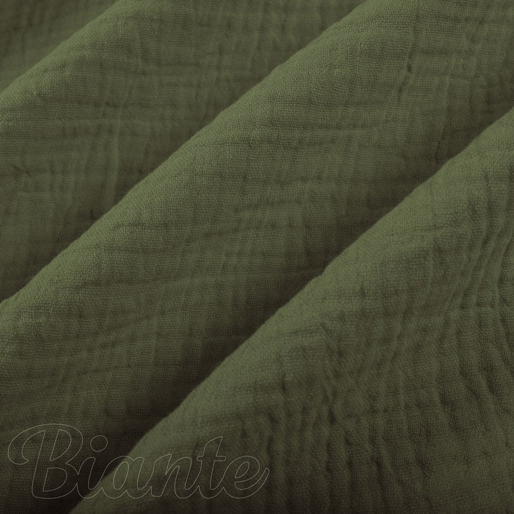 Mušelín dvojitá gázovina MSN-022 Tmavá olivově zelená - metráž šířka 140 cm - detail 7 - Biante.cz