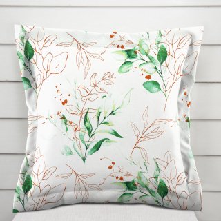 Bavlnená obliečka na vankúš s lemom Sandra SA-706 Zeleno-hnedé vetvičky s lístkami na bielom - Biante.sk Bavlnená obliečka na vankúš s lemom Sandra SA-706 Zeleno-hnedé vetvičky s lístkami na bielom - Biante.sk