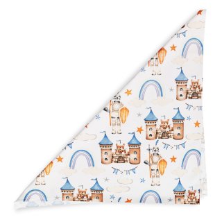 Dětský bavlněný šátek Sandra SA-666 Modro-hnědé hrady a rytíři na bílém - detail 1 - Biante.cz Dětský bavlněný šátek Sandra SA-666 Modro-hnědé hrady a rytíři na bílém - detail 1 - Biante.cz
