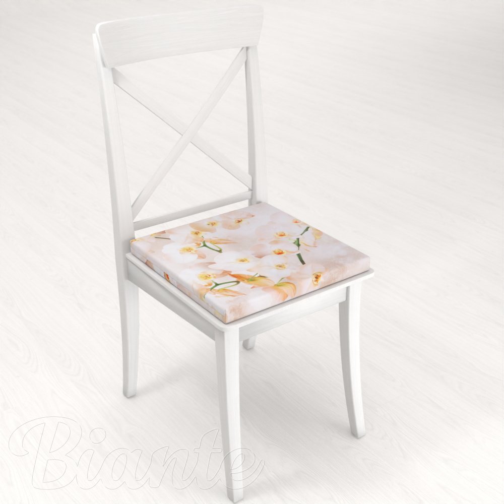 Teflónový štvorcový podsedák TF-045 Orchidey na béžovom - 38x38x3 cm - detail 1 - Biante.sk
