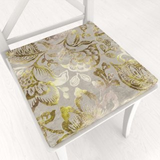 Sametový čtvercový podsedák Tamara TMR-055 Abstraktní zelené květy na zelenošedém - 38x38x3 cm - Biante.cz