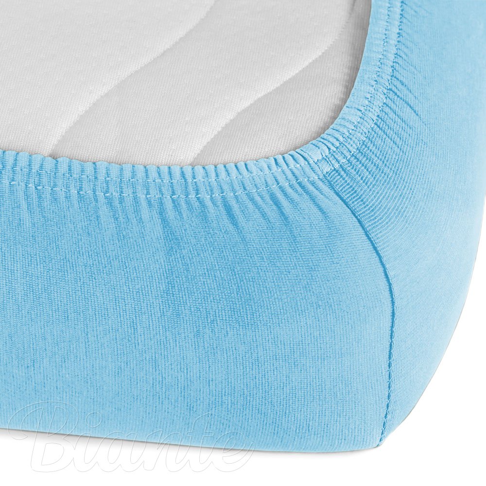 Jersey napínací prostěradlo na vysokou matraci JR-017 Azurově modré - detail 1 - Biante.cz
