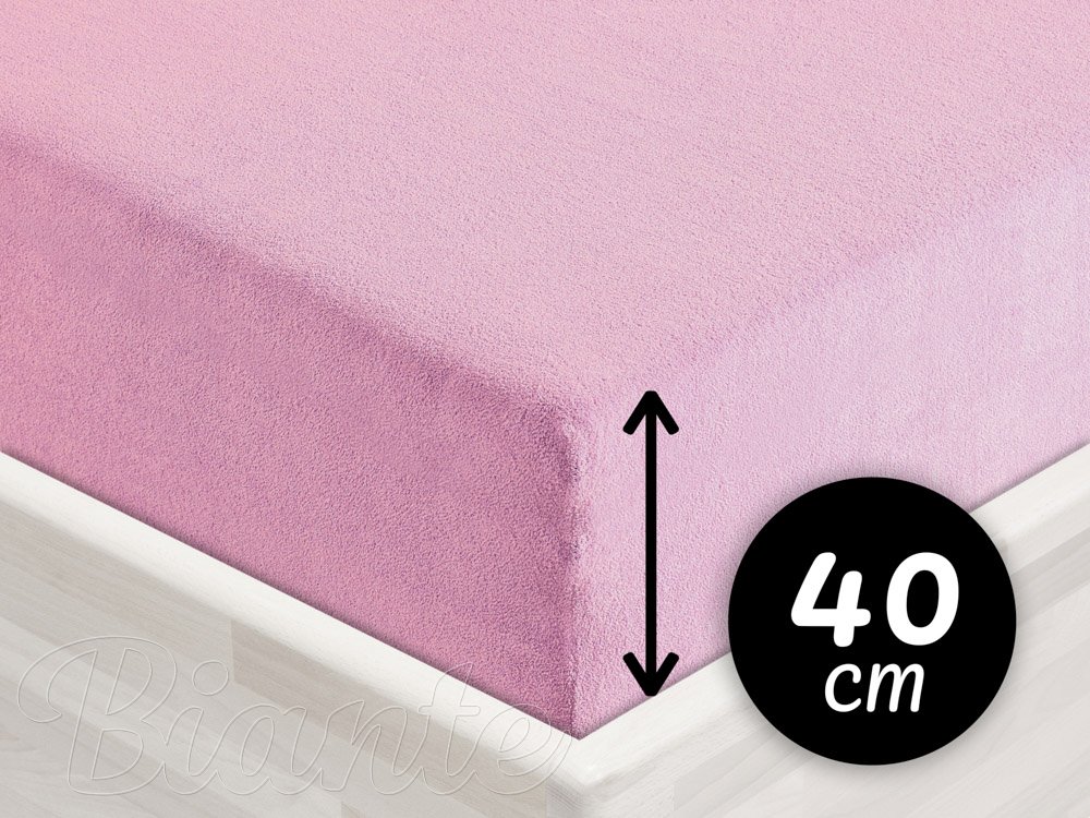 Froté napínací prostěradlo na extra vysokou matraci FR-008 Růžová lila - Biante.cz