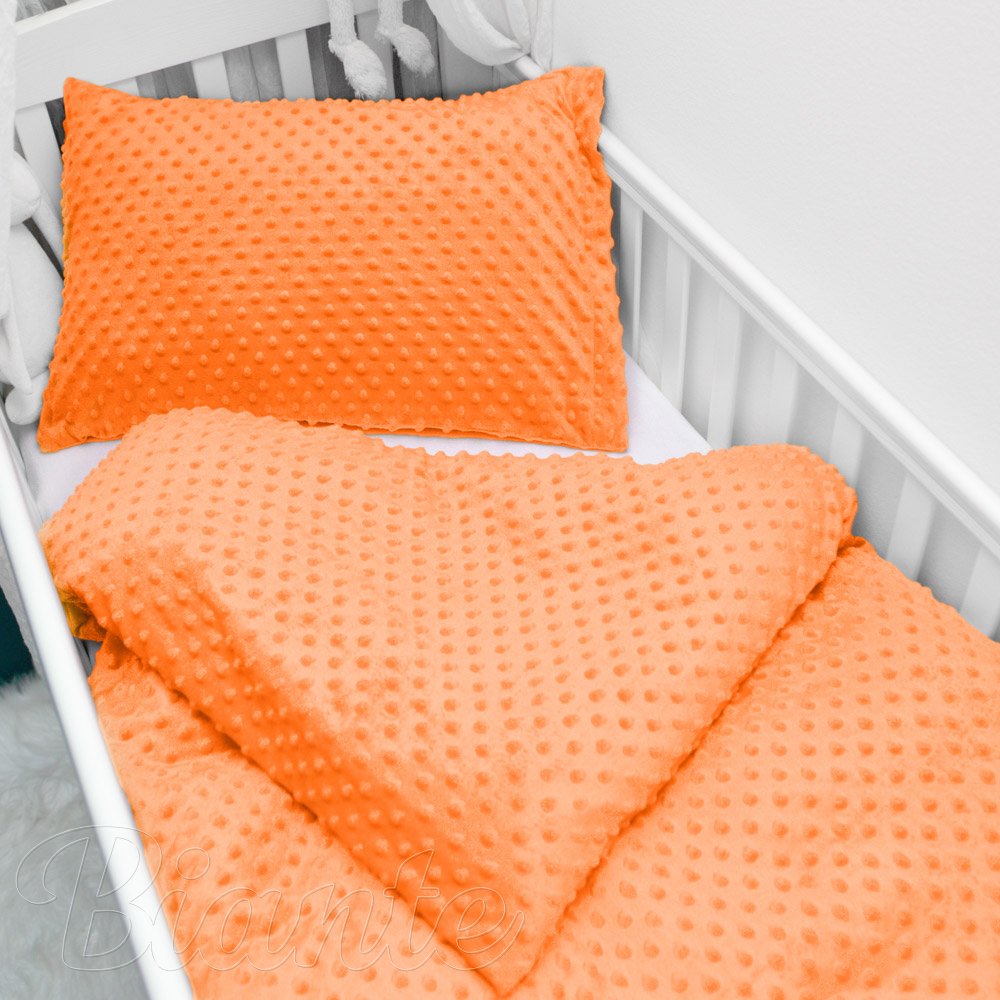 Dětské povlečení do postýlky Minky 3D puntíky MKP-022 Oranžové - Biante.cz