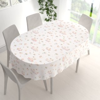 Bavlněný oválný ubrus Sandra SA-610 Labutě mezi lekníny na bílém - detail 1 - Biante.cz Bavlněný oválný ubrus Sandra SA-610 Labutě mezi lekníny na bílém - detail 1 - Biante.cz