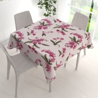 Bavlněný čtvercový ubrus Sandra SA-635 Růžovofialové orchideje na bílém - detail 1 - Biante.cz Bavlněný čtvercový ubrus Sandra SA-635 Růžovofialové orchideje na bílém - detail 1 - Biante.cz