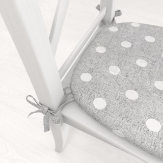 Oblý podsedák Porto PRT-018 Biele bodky na sivom režnom - 39x37x3 cm - detail 1 - Biante.sk