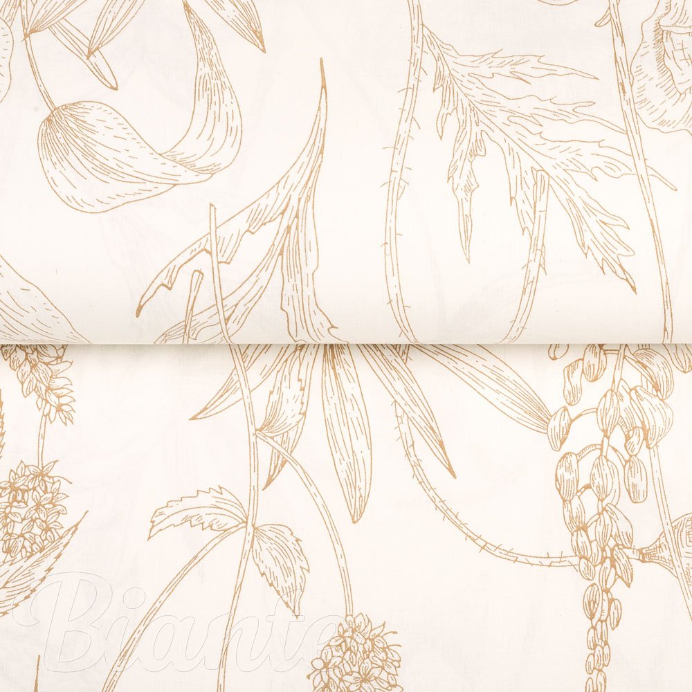 Bavlněná látka/plátno Sandra SA-425 Hnědé listy na smetanovém - šířka 145 cm a 160 cm - detail 2 - Biante.cz