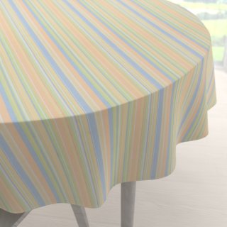 Bavlnený okrúhly obrus Sandra SA-734 Pastelovo farebné pásiky - Biante.sk