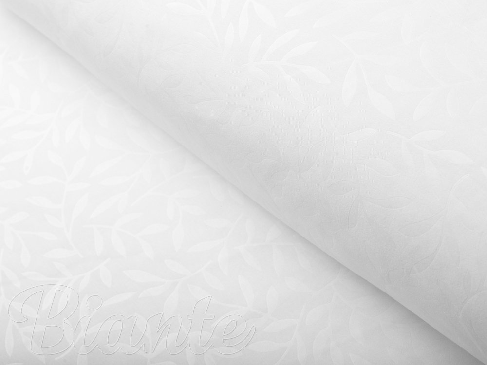 Dekorační závěs Sofia SF-001 Bílé vyrážené větvičky s lístky - š. 150 cm- Biante.cz