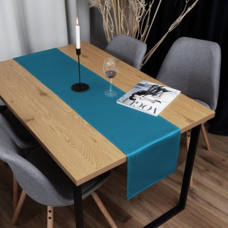 Saténový běhoun na stůl polyesterový Satén LUX-021 Petrolejově modrý - detail 1 - Biante.cz