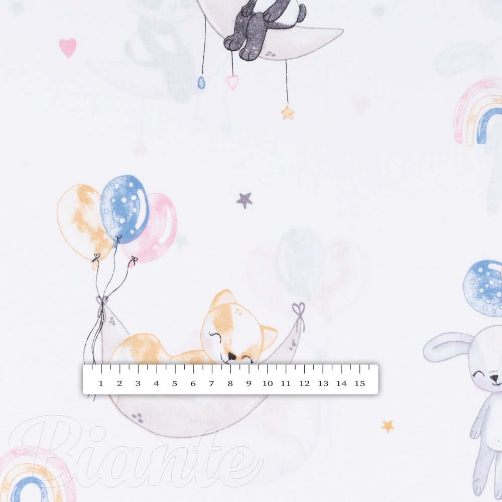 Dětská bavlněná látka/plátno Sandra SA-374 Pandy lišky a zajíčci s balónky - šířka 160 cm - detail 3 - Biante.cz