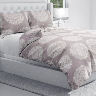 Bavlnené posteľné obliečky Sandra SA-547 Krémové mandaly na béžovosivom - detail 1 - Biante.sk