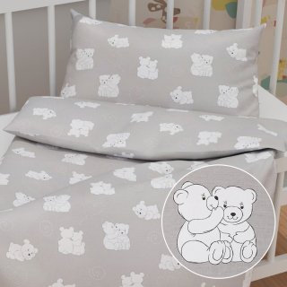 Detské bavlnené posteľné obliečky do postieľky Sandra SA-733 Zamilované ľadové medvede na svetlo sivom - Biante.sk