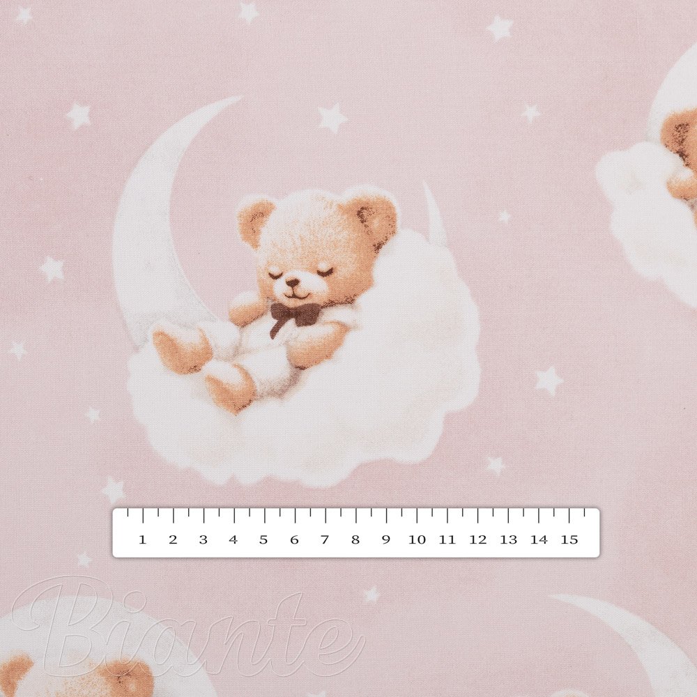 Dětská bavlněná látka/plátno Sandra SA-743 Spící medvídci na obláčcích na světle růžovém - šířka 160 cm - detail 3 - Biante.cz