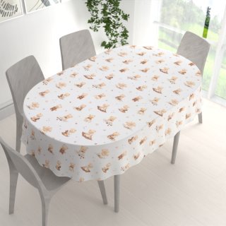 Dětský bavlněný oválný ubrus Sandra SA-732 Medvědí miminka na bílém - detail 1 - Biante.cz