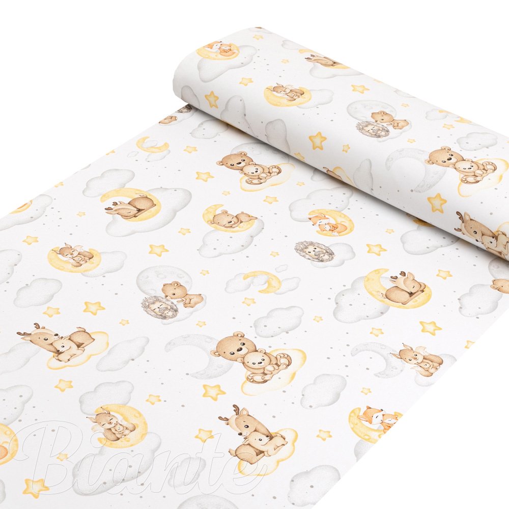 Detská bavlnená látka/plátno Sandra SA-461 Zvieratká medzi hviezdičkami na bielom - šírka 160 cm - detail 1 - Biante.sk