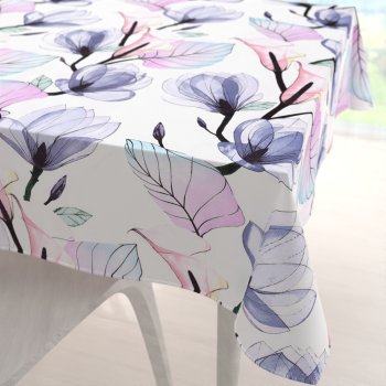 Bavlněný čtvercový ubrus Sandra SA-333 Velké květy magnolie a kaly - Biante.cz