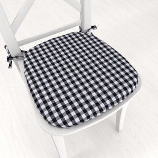 Oblý bavlněný podsedák Olivia OL-015 Černo-bílá kostka malá - 39x37x3 cm - Biante.cz