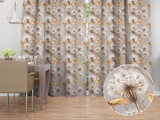 Bavlnený záves na mieru Sandra SA-517 Jesenné púpavy na sivom - Biante.sk