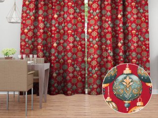 Bavlněný závěs Sandra SA-528 Vánoční baňky na červeném - Biante.cz Bavlněný závěs Sandra SA-528 Vánoční baňky na červeném - Biante.cz