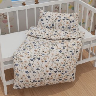 Detské bavlnené posteľné obliečky do postieľky Sandra SA-630 Modro-hnedé vlčie maky na svetlo vanilkovom - detail 1 - Biante.sk Detské bavlnené posteľné obliečky do postieľky Sandra SA-630 Modro-hnedé vlčie maky na svetlo vanilkovom - detail 1 - Biante.sk