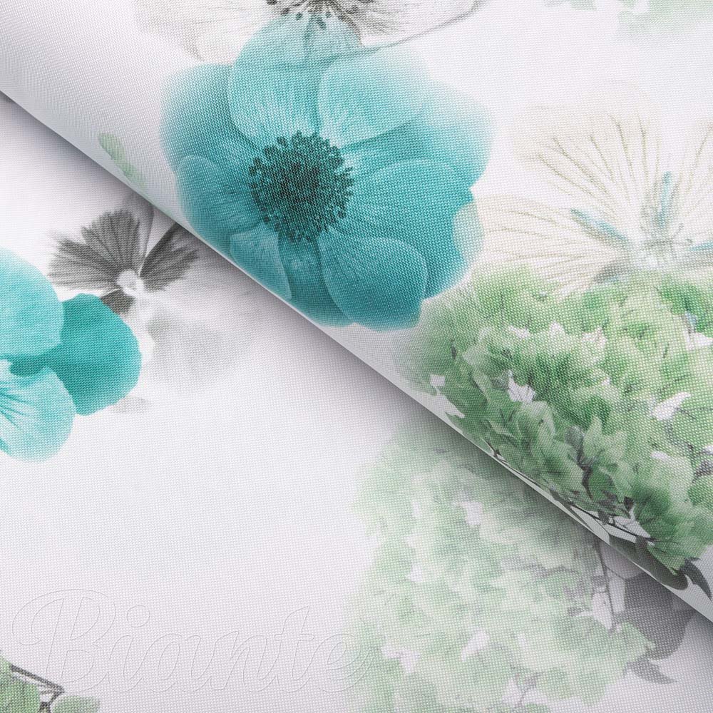 Teflonová látka na ubrusy TF-044 Tyrkysové růže na bílém - šířka 150 cm - Biante.cz