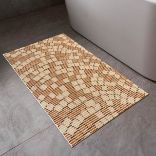 Kúpeľňová penová rohož / predložka PRO-039 Hnedo-béžová dlažobná kocka - metráž šírka 65 cm - detail 1 - Biante.sk Kúpeľňová penová rohož / predložka PRO-039 Hnedo-béžová dlažobná kocka - metráž šírka 65 cm - detail 1 - Biante.sk