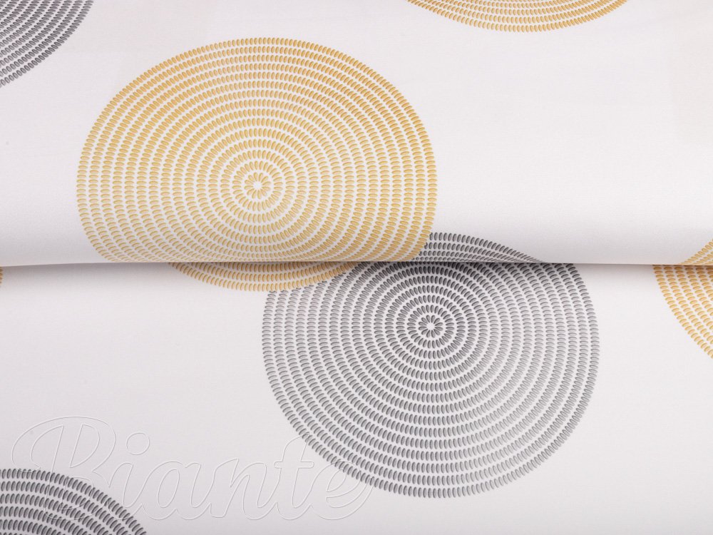 Sametová látka Tamara TMR-023 Žluté a šedé designové kruhy na smetanovém - šířka 150 cm - detail 5 - Biante.cz Sametová látka Tamara TMR-023 Žluté a šedé designové kruhy na smetanovém - šířka 150 cm - detail 5 - Biante.cz