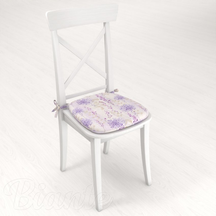 Oblý podsedák PML-069 Fialové kvety na bielom - 39x37x3 cm - detail 2 - Biante.sk