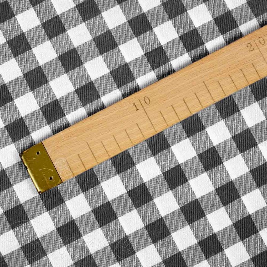 Dekorační látka Rebeka RE-011 Šedo-bílá kostka střední - šířka 140 cm - detail 4 - Biante.cz