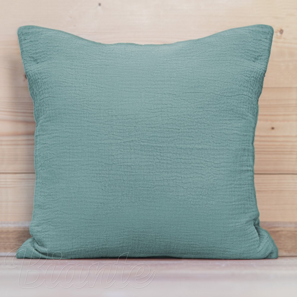 Mušelínový povlak na polštář MSN-050 Pastelově modrozelený - Biante.cz