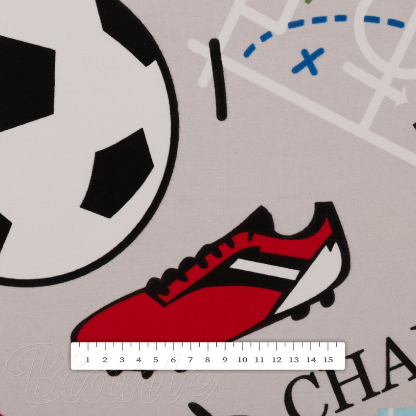 Dětská bavlněná látka/plátno Sandra SA-646 Fotbal to je hra - na šedém - šířka 160 cm - detail 3 - Biante.cz