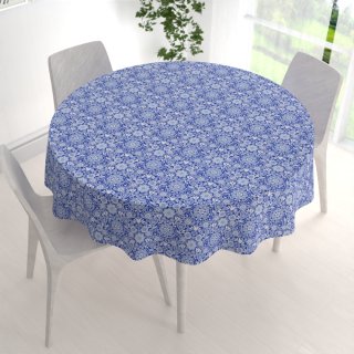 Dekorační kulatý ubrus PML-100 Modro-bílý lidový ornament - detail 1 - Biante.cz Dekorační kulatý ubrus PML-100 Modro-bílý lidový ornament - detail 1 - Biante.cz