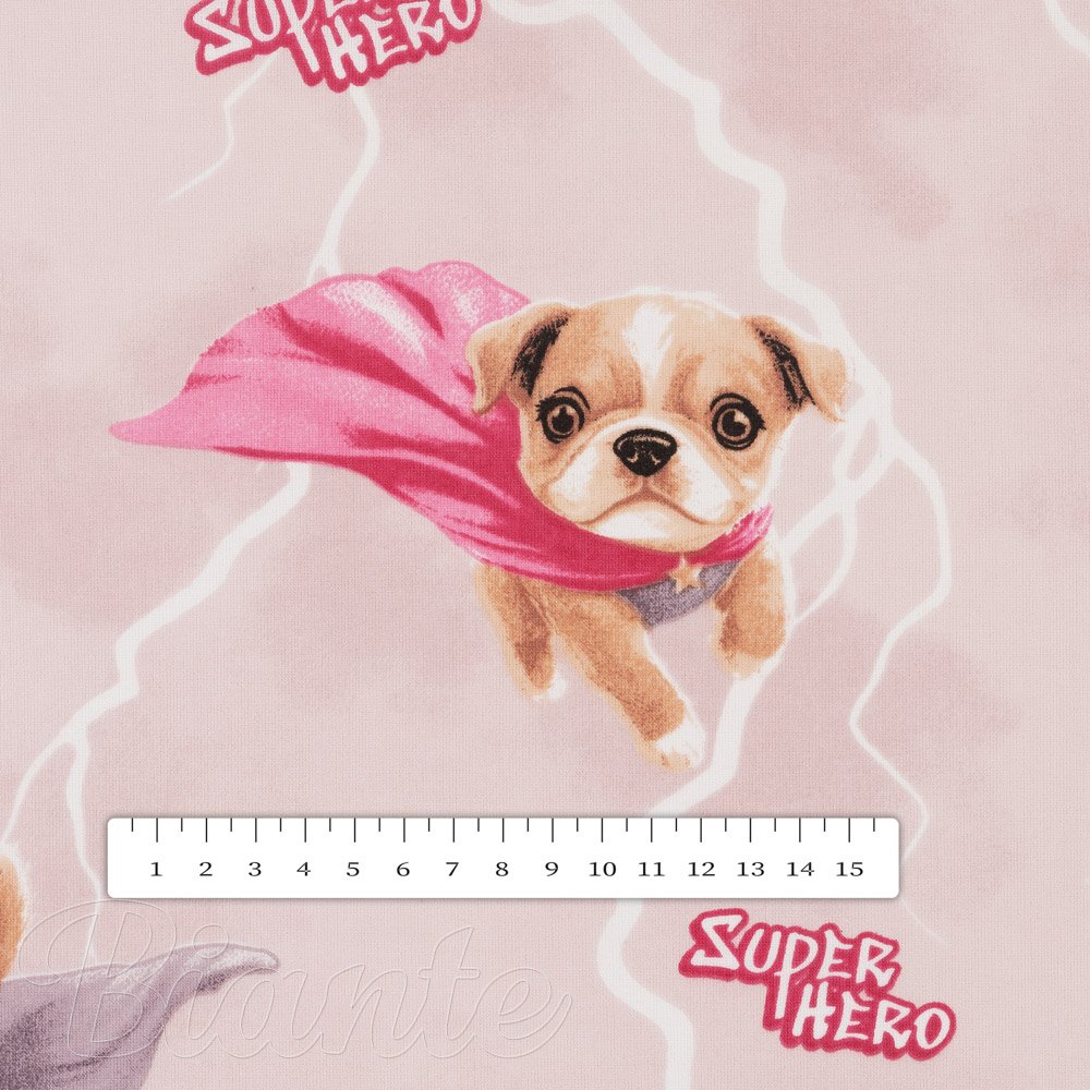 Dětská bavlněná látka/plátno Sandra SA-650 Psí superhrdinové na starorůžovém - šířka 160 cm - detail 3 - Biante.cz