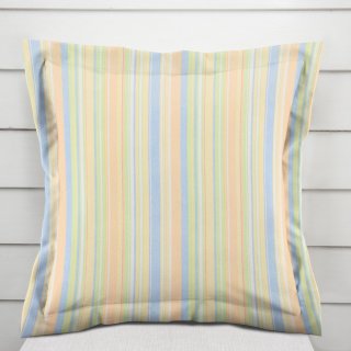 Bavlněný povlak na polštář s lemem Sandra SA-734 Pastelově barevné proužky - Biante.cz