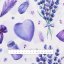 Dekorační látka PML-055 Levandule a srdce na bílém - šířka 150 cm - detail 5 - Biante.cz