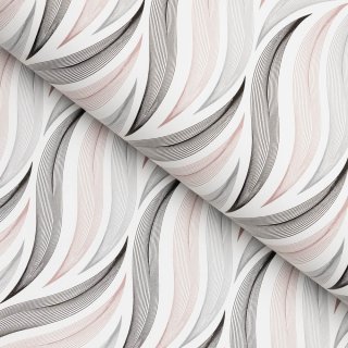 PVC obrus Sivo-čierno-vínové designové vlnky na bielom PV-199 - metráž š. 140 cm - Biante.sk